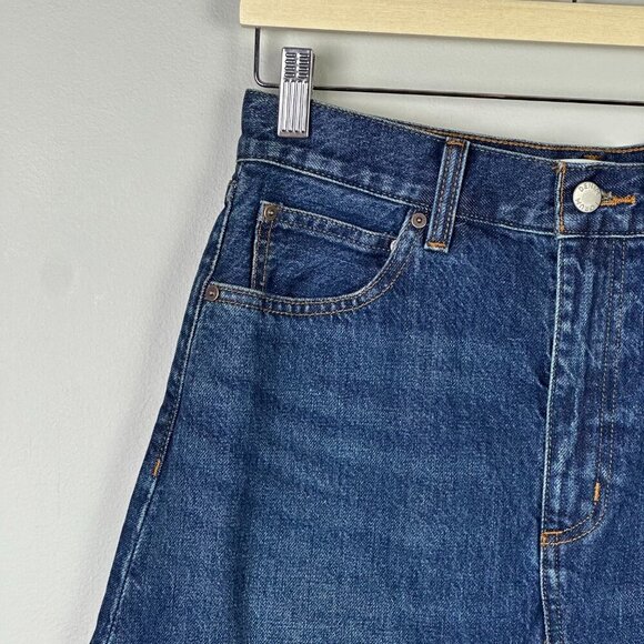 Denim Forum 90s Midi Denim Skirt Be About Dark Bleu Wash - Picture 12 of 15